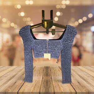Misa Bubble Smocked Alessia Top Navy XS NWT‎